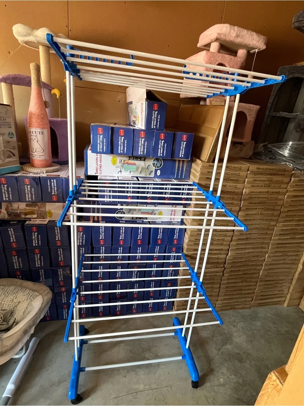 Blue & White Foldable Clothes Drying Rack - Home Storage & Organization